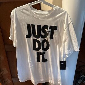 Nike White 'Just Do It' Short Sleeve Tee